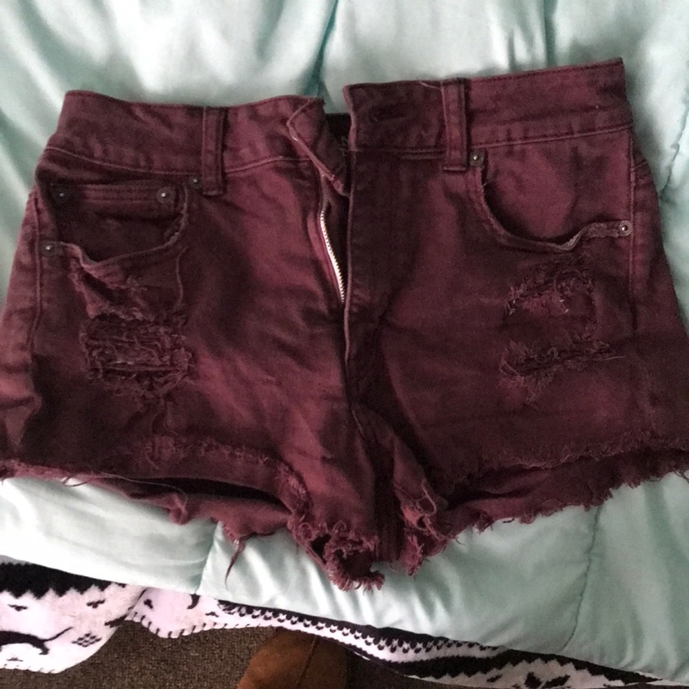 Maroon American eagle shorts